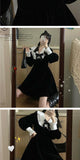 LANFUBEISI Kawaii Bow Dress Women Japanese Preppy Style Long Sleeve Mini Dresses Black Goth Vintage Lolita Outfits Sweet Streetwear LANFUBEISI