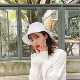 Sun Korean seaside Vintage Elegant Lace Bucket Hat Women Summer Beach Sun Hats Fashion Korean caps Breathable Fisherman cap LANFUBEISI