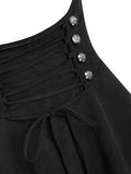LANFUBEISI  Lace Up Layered High Low Suspender Skirt Casual Skirt Gothic Streetwear Women Skirts Mid-Calf Skirts LANFUBEISI