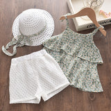 LANFUBEISI Baby Girl Clothes  Summer Girls Clothing sets 2022 Children's leaf Dots Design Girl Sleeveless shirt +Short Pant Fashion Style New Arrival LANFUBEISI