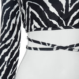 LANFUBEISI Fashion Elegant Sexy Backless Zebra Print Women Top Long Sleeve Cropped Top T-Shirts Autumn Bandage Top Tees Slim LANFUBEISI
