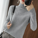 Turtleneck Cashmere Women Sweaters Solid Casual Long Sleeve Knitted Jumper Female Bottoming Pullover Sweaters 2021 Autumn Winter LANFUBEISI