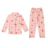 LANFUBEISI 2022 Women Pajamas Sets with Pants Long Sleeve Turn-down Collar with Pocket Pyjama Cute Cartoon Button Top+Pants Pijama LANFUBEISI