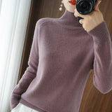 Turtleneck Cashmere Women Sweaters Solid Casual Long Sleeve Knitted Jumper Female Bottoming Pullover Sweaters 2021 Autumn Winter LANFUBEISI