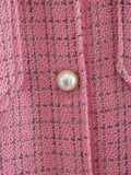 LANFUBEISI 2022 Tweed Women Pearl Button Shirts  Spring Fashion Ladies Oversize Thick Shirt Streetwear Female Outfits Cute Girls Chic Shirts LANFUBEISI