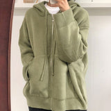 LANFUBEISI Hooded Women Cardigan Sweater Knitted Soft Female Zipper Pocket Top Outfits Casual Loose Sweaters Solid Lace Up Coat Autumn LANFUBEISI