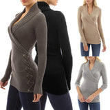 LANFUBEISI Autumn Winter Sweater Women Two Wear Sexy V-Neck Twisted Jumpers Pullovers Ladies Tops Knitted Sweaters Pull Femme