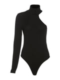 LANFUBEISI Autumn Fashion Casual Skinny Solid Black Knit Bodysuit For Women New Simple Stretch Wild Basic Female Romper LANFUBEISI