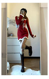 LANFUBEISI  Winter Sweet Christmas Dress Women Red Kawaii Lolita Party Mini Dresses Warm Korean Night Dresses Ladies Festival Clothing 2022 LANFUBEISI