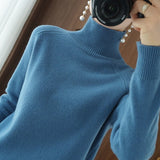 Turtleneck Cashmere Women Sweaters Solid Casual Long Sleeve Knitted Jumper Female Bottoming Pullover Sweaters 2021 Autumn Winter LANFUBEISI