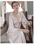 LANFUBEISI Romantic Nightgown Nightwear Princess Women Vintage Sleepwear Satin Lanfubeisi