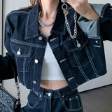 Fashion Hot Girl Two Piece Suits Women 2021 Autumn New Cropped Denim Jacket Female Thin Tops and Pants Sets Woman LANFUBEISI