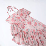 LANFUBEISI  Irregular Ruffled Breast Wrap Strap Dress Women's 2022 Spring Summer Midi Flower Halterneck  Boho Dress Beach Dress Sundress  Fairy Dress LANFUBEISI