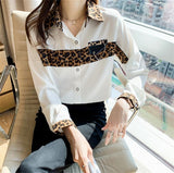 Office Lady Blouses Femme 2021 Fashion Long Sleeved Leopard Print Blusas y camisas Shirts For Women Elegant Spring Summer Tops Lanfubeisi