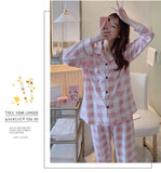 LANFUBEISI 2022 Women Pajamas Sets with Pants Long Sleeve Turn-down Collar with Pocket Pyjama Cute Cartoon Button Top+Pants Pijama LANFUBEISI