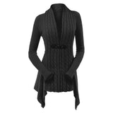 LANFUBEISI Cable Knit Asymmetrical Long Cardigan Women Sweater Female Casual Solid V-Neck Long Sleeve Winter Cardigans LANFUBEISI