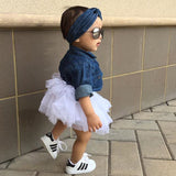 LANFUBEISI  2022 Baby Girl Summer Clothing Sets Baby Girls Clothes Denim Shirt Top +Tutu Skirts+Headband 3pcs Outfits Sets 0-5T Lanfubeisi