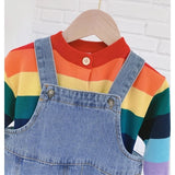 Korean style Spring Kids Children Oversized Wide Leg Denim Overalls Baby Clothes Boys Girls Loose All-match Casual Pants LANFUBEISI
