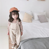 Spring Korean style Baby Girls Corduroy Loose Overalls Toddler Kids Casual All-match Suspender Trousers Little Princess Bib Pant LANFUBEISI