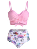 LANFUBEISI  Female Swimsuit Mid Waist Bikini Women Swimwear Shell Starfish Print Tie Dye Padded Two-Pieces Bikini Set Bathing Suits