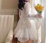 LANFUBEISI French Sweet Fairy Lolita Dress Women Long Sleeve Lace Y2k Mini Dress Vintage Kawaii Clothes One Piece Dress Korean  Autumn LANFUBEISI