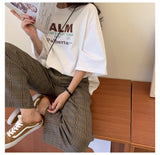 LANFUBEISI Women Summer Casual T-shirts New 2022 Fashion Korean Style Streetwear Harajuku T shirt Female Loose Cotton Tops Tees P346 LANFUBEISI