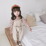 Spring Korean style Baby Girls Corduroy Loose Overalls Toddler Kids Casual All-match Suspender Trousers Little Princess Bib Pant LANFUBEISI