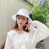 Sun Korean seaside Vintage Elegant Lace Bucket Hat Women Summer Beach Sun Hats Fashion Korean caps Breathable Fisherman cap LANFUBEISI