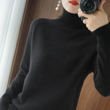 Turtleneck Cashmere Women Sweaters Solid Casual Long Sleeve Knitted Jumper Female Bottoming Pullover Sweaters 2021 Autumn Winter LANFUBEISI