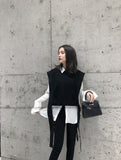 LANFUBEISI New cashmere knit vest female loose fashion sleeve round neck sleeveless sweater short paragraph  ATTYYWS vest Soft and warm LANFUBEISI