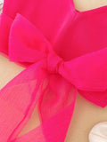 LANFUBEISI 2022 Vintage women pink tank tops summer fashion ladies elegant knitted bow tops sexy female slim mesh tops sweet girls chic top LANFUBEISI