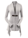 LANFUBEISI Cable Knit Asymmetrical Long Cardigan Women Sweater Female Casual Solid V-Neck Long Sleeve Winter Cardigans