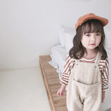 Spring Korean style Baby Girls Corduroy Loose Overalls Toddler Kids Casual All-match Suspender Trousers Little Princess Bib Pant LANFUBEISI