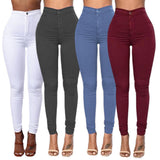 2022 NEW HOT SALE Women Denim Skinny Jeggings Pants High Waist Stretch Jeans Pure Color Slim Pencil Trousers боди женское LANFUBEISI