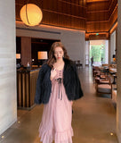 LANFUBEISI French Vintage Midi Dress Women Puffer Sleeve Square Collor Office Elegant Dress Female 2021 Spring Dot One Piece Dress Korean Lanfubeisi