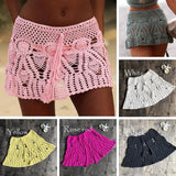 New Sexy Crochet Tassel Beach Skirt Cotton Swimsuit Fused Skirt Casual Beach Running Lace See Through Slim Mini Skirts Lanfubeisi