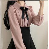 LANFUBEISI Spring Women's Cute Tops Preppy Style Vintage Japaneses Korea Design Button Elegant Formal Shirts Blouses Pink White Lanfubeisi