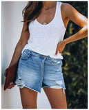 Summer Denim Shorts jeans Skirts Women Shorts Ripped Solid Color Cotton Blend Attractive Leisure Shorts Femme Pantalones Mujer LANFUBEISI