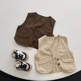 LANFUBEISI Autumn Boys and girls solid color all-match waistcoats Kids cotton casual Vest