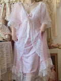 LANFUBEISI Summer Pink France Vintage Fairy Dress Women Lace Sexy Sweet Elegant Strap Dress Female Flower Chiffon Korean Long Dresses 2022 LANFUBEISI