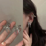 LANFUBEISI New Punk Style Liquid butterfly Stud Earring for Woman 2022 Cool Metal Butterfly Earrings Y2K Aesthetic Jewelry Party Gift LANFUBEISI