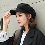 Fashion Plain Octagonal Cap Ladies Hats Autumn Winter Hats for Women Casual Wool Hat British Retro Beret Painter Caps LANFUBEISI