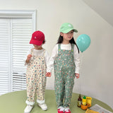 Spring new children cartoon printed overalls kids jumpsuits boys and girls cute loose suspenders trousers LANFUBEISI