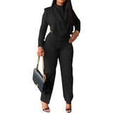 Sexy Off Waist Long Sleeve Shirt Trousers Office Lady Spring Summer Fashion Elegant Solid Pants Two Piece Set Women Outfit LANFUBEISI