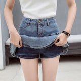 Vintage Denim Mini Skirts Women Summer Sexy Solid Colour Ball Gown Skirts Jeans Female Casual Pocket Slim A-line Mini Skirts LANFUBEISI