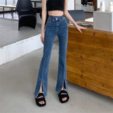 New Korean Fashion Casual Denim Women Pants Female Vintage Streetwear Ol High Waisted Woman Jeans LANFUBEISI