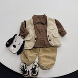 2023 Autumn Boys and girls solid color all-match waistcoats Kids cotton casual Vest LANFUBEISI