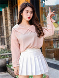 Women High Waist Pleated Skirts Girls Tennis School White/Black Mini Skirt Uniform Female Loose Casual Short Bottoms LANFUBEISI