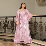 Muslim Dress 3 Piece Set Abaya Kaftans Feather Evening Dresses Women Dubai Turkey Islam Long Dress Robe Femme Vestidos LANFUBEISI