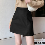 2023 Lady Fashion Sexy Mini Skirt Womens  PU Leather Skirts Female Casual Girls Black Plaid Skirt High waist skirt BVy6187 LANFUBEISI